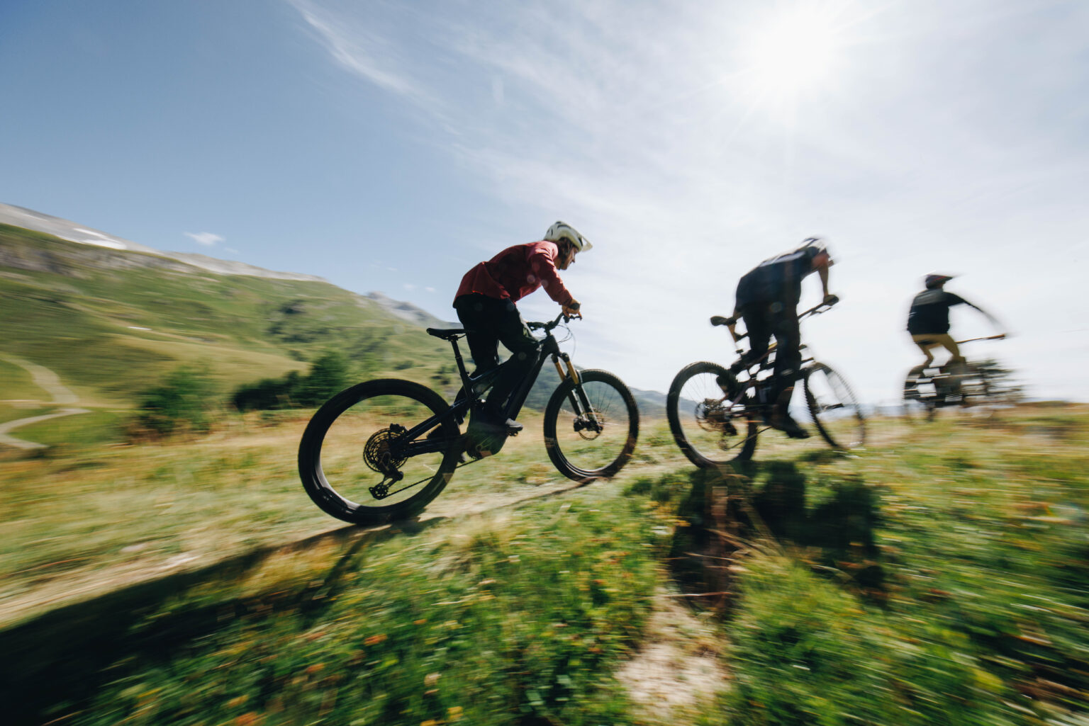 Riders on a mountain trail