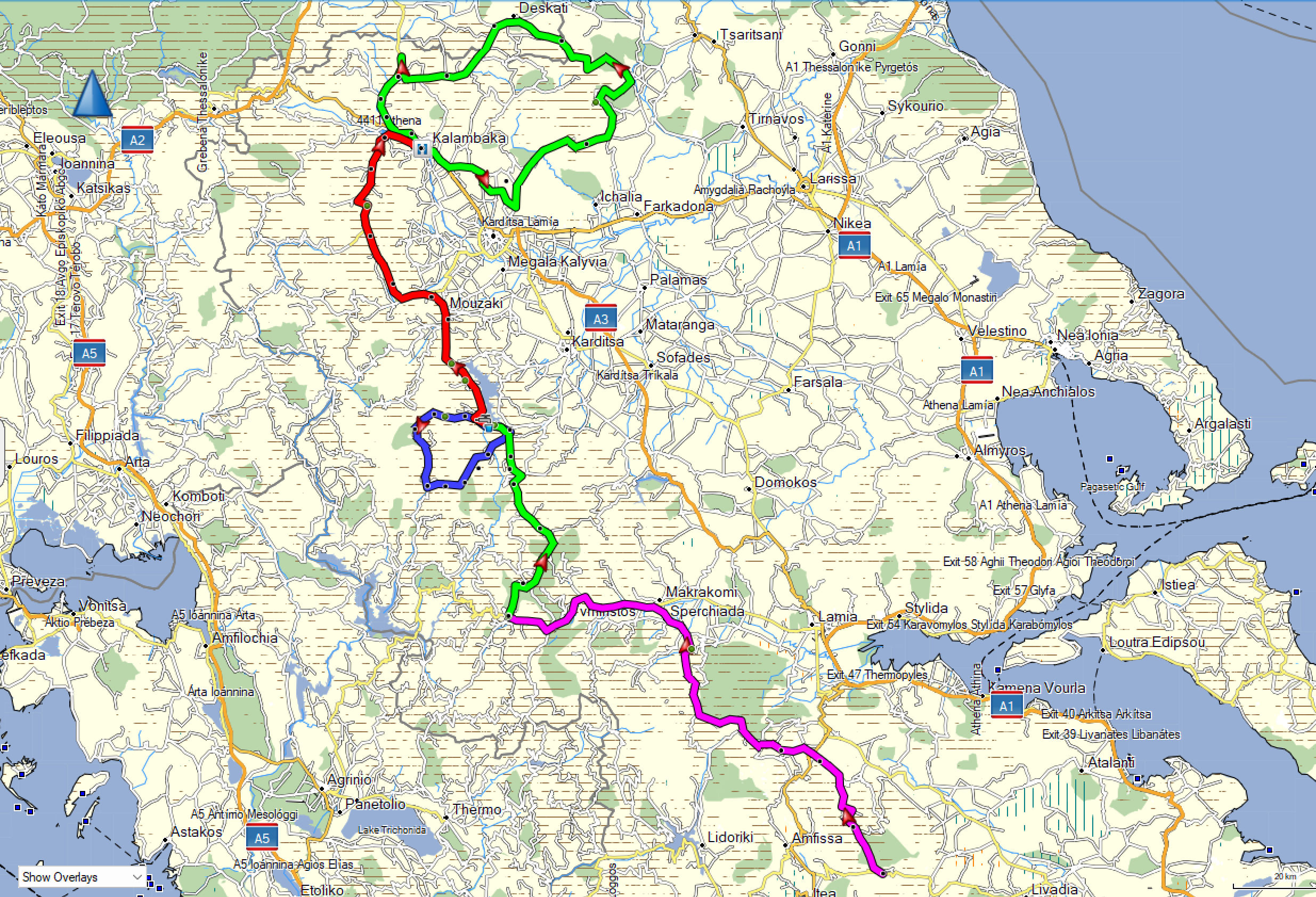Central Greece Crossing route map