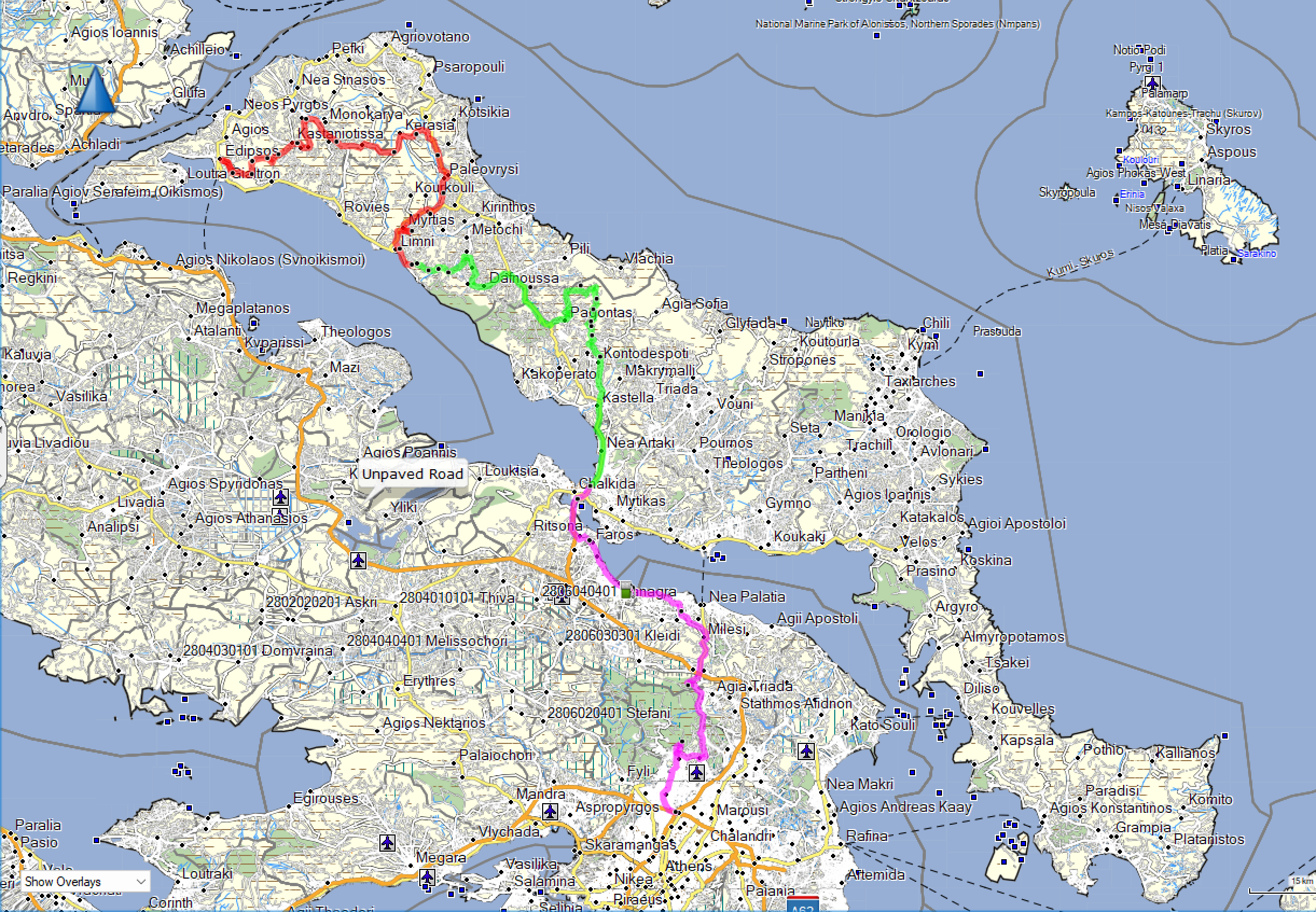 Evia tour route map